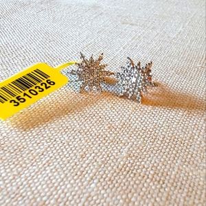 Diamond Accent Star Stud Earrings in Platinum & 14K RG Over Sterling Silver